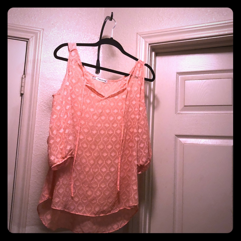 Maurice Coral cold shoulder blouse